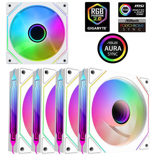 مروحة Prism 4 PRO ARGB للكمبيوتر 120 ملم - مروحة تبريد المعالج 4 أطراف مع إضاءة RGB 3 أطراف 5 فولت