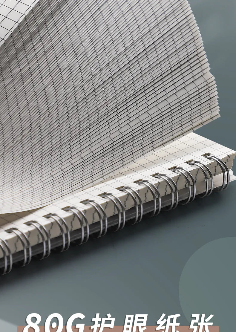 دفتر ملاحظات حلزوني بغلاف PP - مقاسات A4 A5 B5 - 120 ورقة 240 صفحة - دفتر مربعات