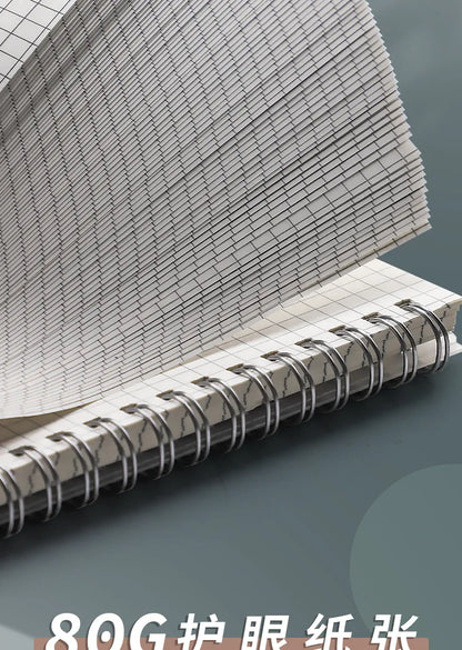 دفتر ملاحظات حلزوني بغلاف PP - مقاسات A4 A5 B5 - 120 ورقة 240 صفحة - دفتر مربعات