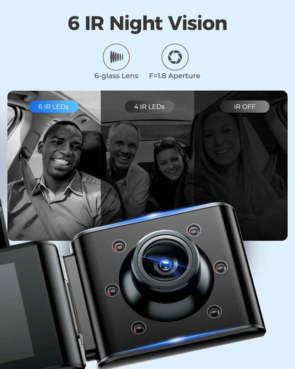 كاميرا سيارة AZDOME M550 Pro بتقنية WiFi 5.8 جيجاهرتز - قناتين/3 قنوات - دقة 4K+1080P مع GPS مدمج - شاشة IPS 3.19 بوصة - رؤية ليلية بالأشعة تحت الحمراء - وضع المراقبة 24 ساعة
