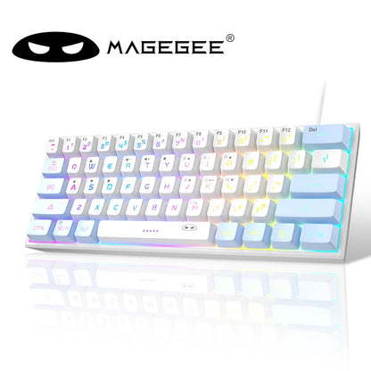 لوحة مفاتيح الألعاب المدمجة MageGee Mini 60%، لوحة مفاتيح مضيئة RGB بـ 61 مفتاح فائقة الصغر، TS91 مقاومة للماء بتصميم مريح وملمس ميكانيكي للمكتب