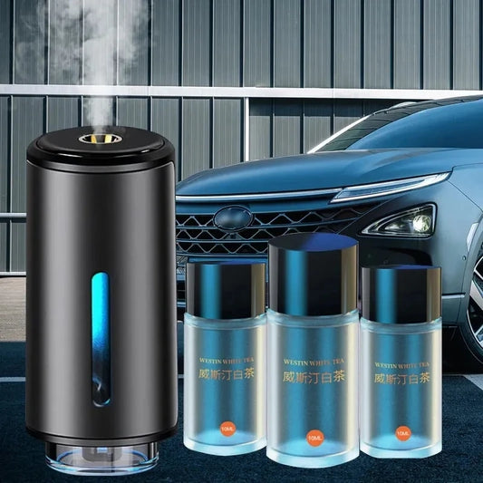 معطر هواء السيارة الكهربائي - موزع عطر أوتوماتيكي للسيارة مع زيوت عطرية ومرطب ضباب عبر فتحات التهوية للعلاج بالروائح العطرية