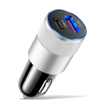 شاحن سيارة سريع USB-C بقوة 3.1 أمبير - متوافق مع آيفون وشاومي وهواوي