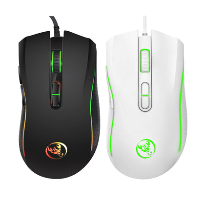 ماوس ألعاب سلكي HXSJ A869 بصري مريح RGB من مادة ABS مع 4 مستويات لضبط الدقة للابتوب والكمبيوتر - الخيار الشائع