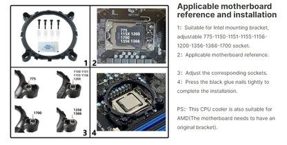 مبرد معالج بالهواء مع مروحة تبريد وأنابيب حرارية 2/4/6 متوافق مع LGA2011 x79 x99 E5 2066 2099 115x 1200 1700 i5 i7 AMD