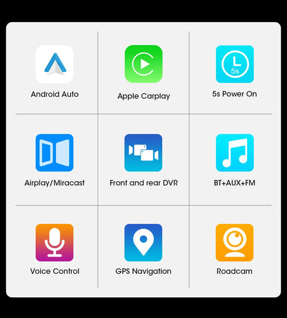 كاميرا تسجيل السيارة 4K بشاشة 10/11.26 بوصة مع كاربلاي لاسلكي وأندرويد أوتو ونظام ملاحة GPS ومسجل فيديو لوحة القيادة بعدستين مزدوجتين مع واي فاي وFM وAUX