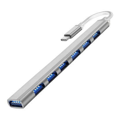 هاب USB 3.0 و USB 2.0 و USB C متعدد المنافذ عالي السرعة 5 جيجابت في الثانية للكمبيوتر - موزع 7 منافذ