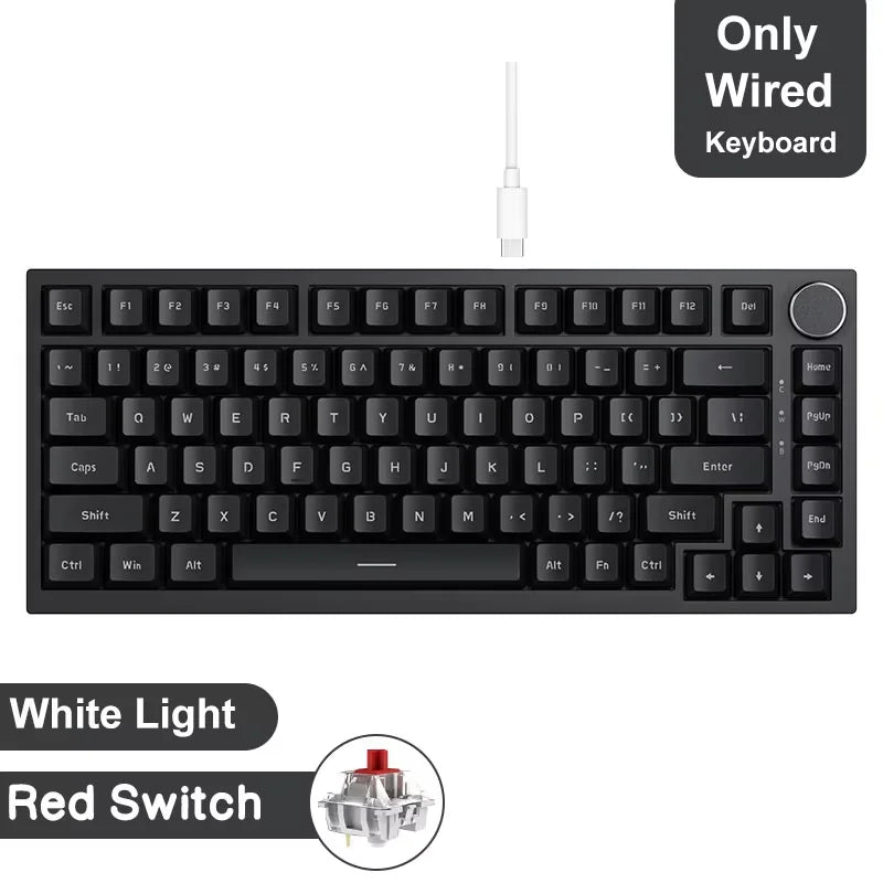 لوحة مفاتيح ميكانيكية للألعاب Ajazz AK820/AK820Pro بلوتوث 5.1/لاسلكية/سلكية USB-C قابلة للتخصيص مع مقبض وخاصية التبديل السريع وحشوة مطاطية