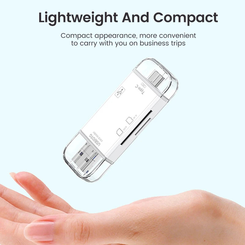 قارئ بطاقات الذاكرة متعددة الوظائف 6 في 1 OTG قارئ بطاقات SD USB2.0 Type-C/TF/SD محول ذكي لبطاقات الذاكرة