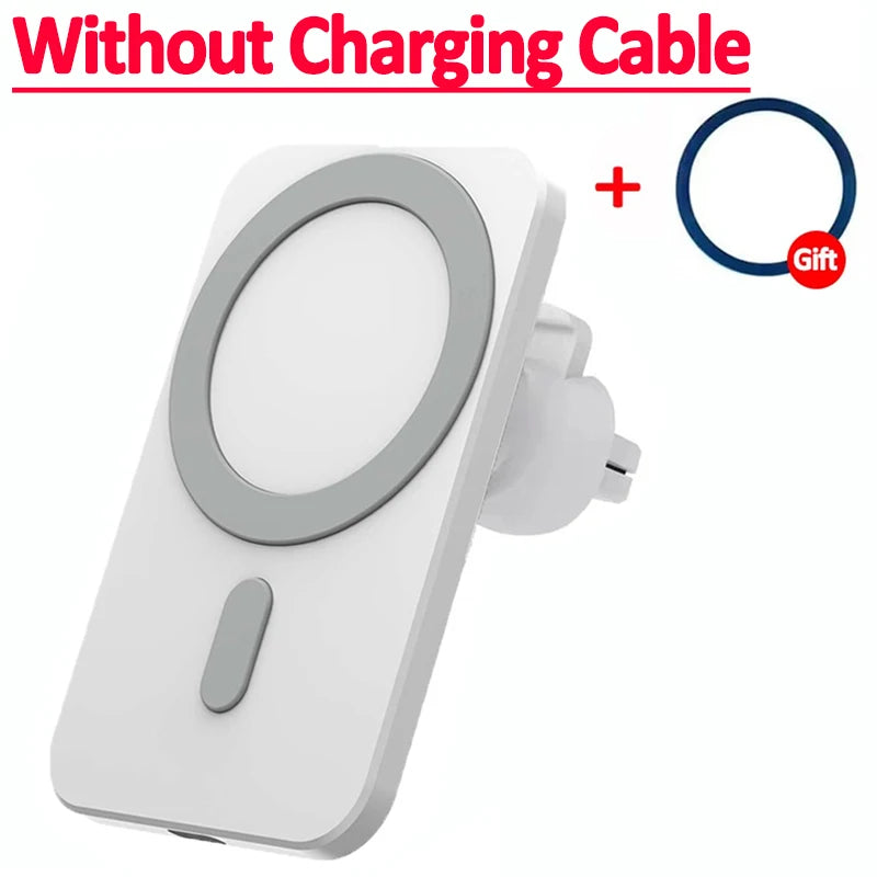 شاحن سيارة لاسلكي مغناطيسي 30 واط متوافق مع MagSafe لهواتف iPhone 16 15 14 13 Pro Max وXiaomi وSamsung مع حامل هاتف بمشبك فتحة التهوية