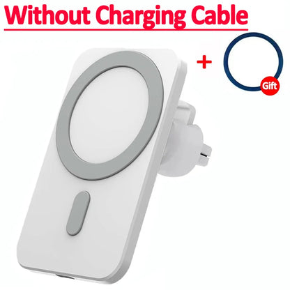 شاحن سيارة لاسلكي مغناطيسي 30 واط متوافق مع MagSafe لهواتف iPhone 16 15 14 13 Pro Max وXiaomi وSamsung مع حامل هاتف بمشبك فتحة التهوية