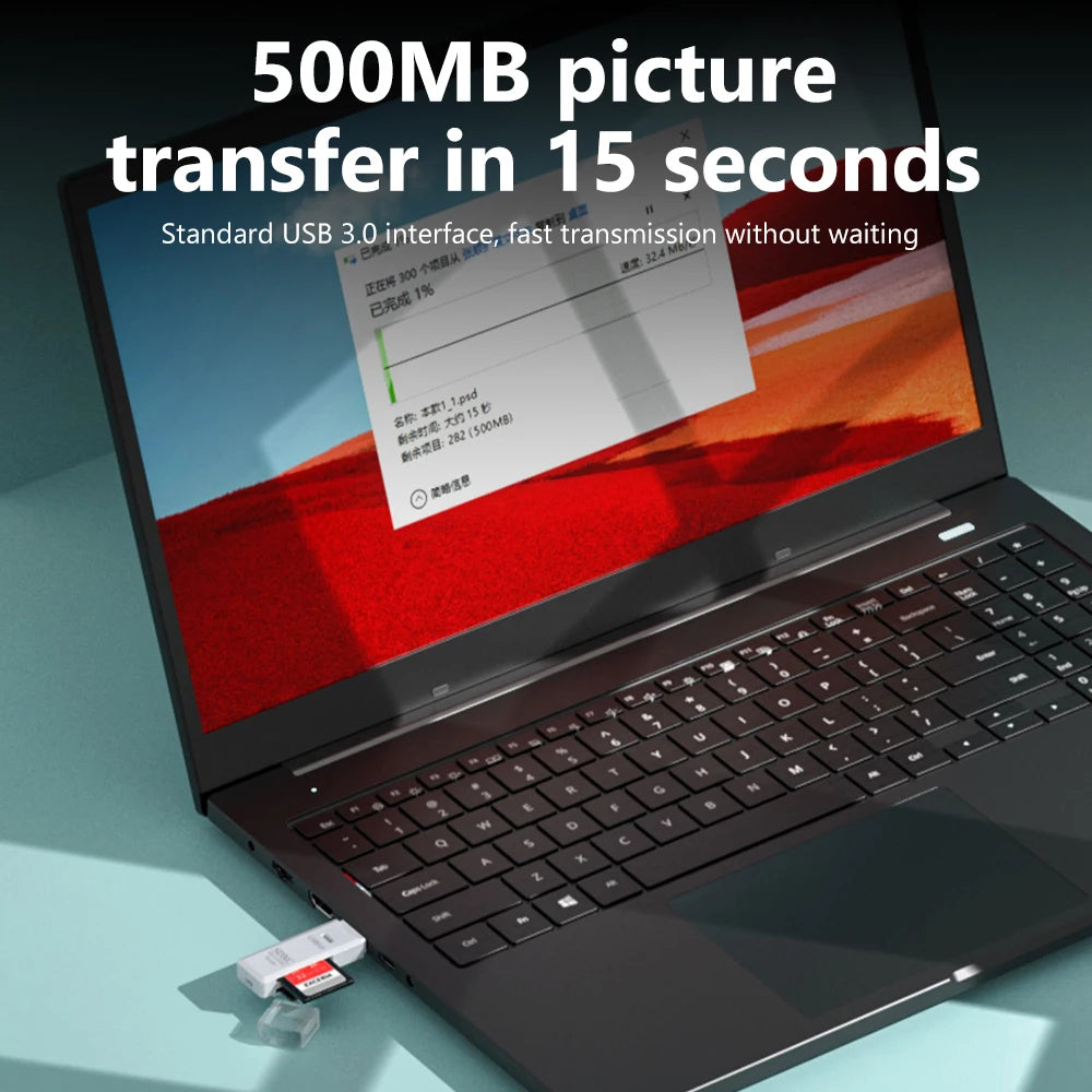 قارئ بطاقات USB 3.0 لبطاقات SD وTF - قارئ بطاقات الذاكرة 2 في 1 عالي السرعة - محول قارئ بطاقات ذكية لأجهزة الكمبيوتر والكمبيوتر المحمول