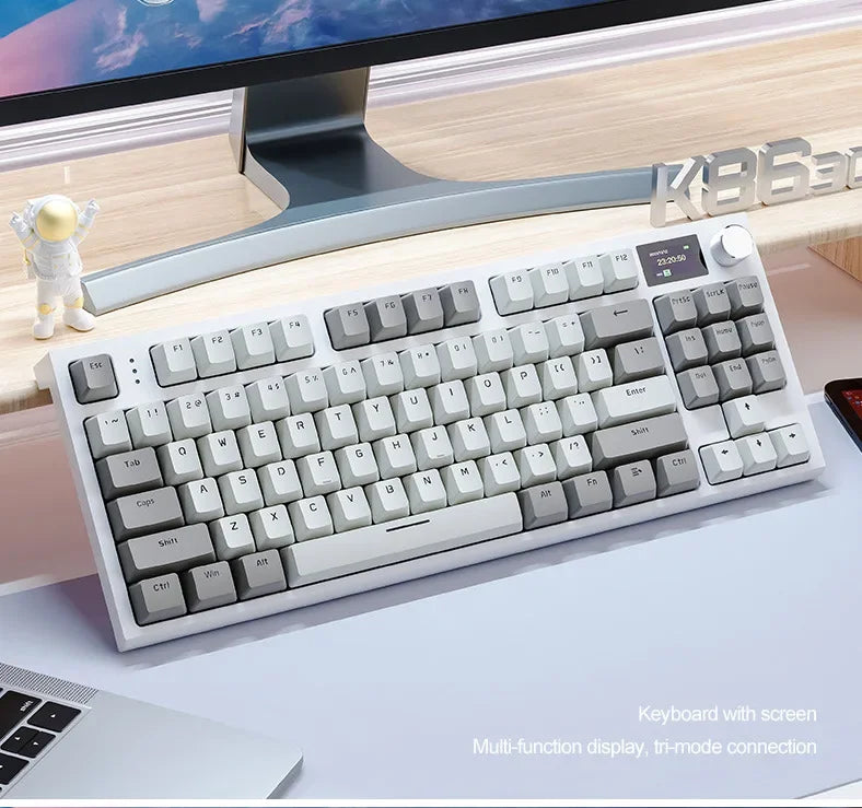 لوحة مفاتيح ميكانيكية Attack Shark K86 بمقبض معدني، شاشة TFT، تبديل سريع، إضاءة RGB، بلوتوث/لاسلكي، لوحة مفاتيح ألعاب بوظائف الماكرو
