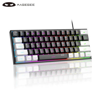 لوحة مفاتيح الألعاب المدمجة MageGee Mini 60%، لوحة مفاتيح مضيئة RGB بـ 61 مفتاح فائقة الصغر، TS91 مقاومة للماء بتصميم مريح وملمس ميكانيكي للمكتب