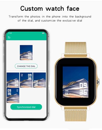 ساعة ذكية جديدة متوافقة مع أندرويد و iOS بشاشة ملونة 1.44 بوصة مع خاصية المكالمات البلوتوث ومراقبة الأكسجين وضغط الدم للنساء والرجال