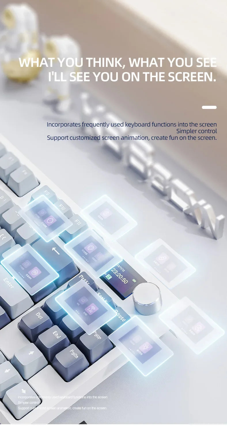 لوحة مفاتيح ميكانيكية Attack Shark K86 بمقبض معدني، شاشة TFT، تبديل سريع، إضاءة RGB، بلوتوث/لاسلكي، لوحة مفاتيح ألعاب بوظائف الماكرو