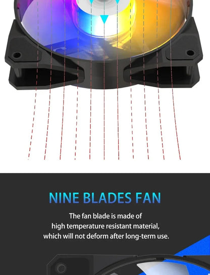 مروحة TEUCER P16 RGB بحجم 120 مم - مروحة كمبيوتر ملونة بألوان قوس قزح مع مشتت حراري 4PIN بحجم 12 سم - مروحة معالج صامتة