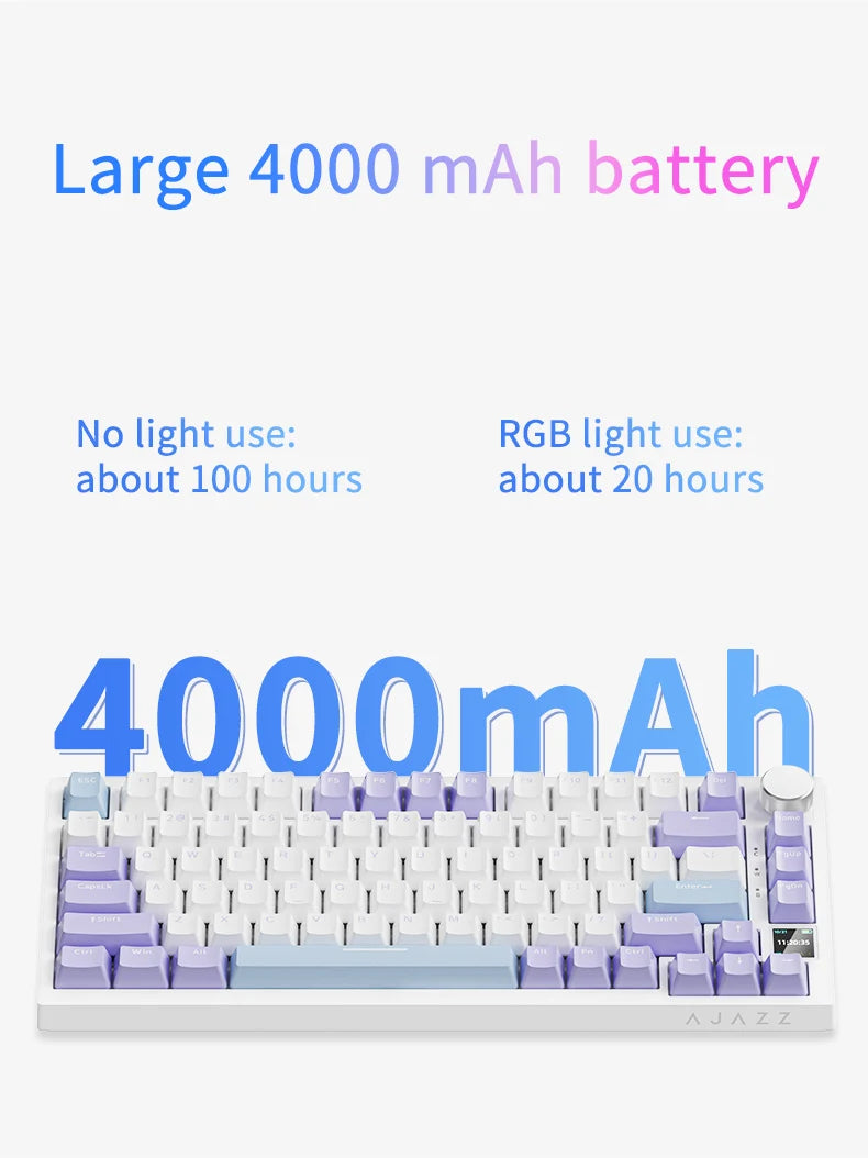 لوحة مفاتيح ميكانيكية للألعاب Ajazz AK820/AK820Pro بلوتوث 5.1/لاسلكية/سلكية USB-C قابلة للتخصيص مع مقبض وخاصية التبديل السريع وحشوة مطاطية