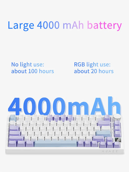 لوحة مفاتيح ميكانيكية للألعاب Ajazz AK820/AK820Pro بلوتوث 5.1/لاسلكية/سلكية USB-C قابلة للتخصيص مع مقبض وخاصية التبديل السريع وحشوة مطاطية