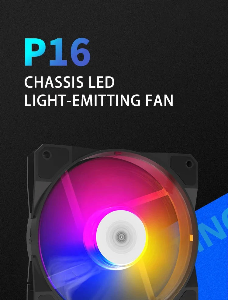 مروحة TEUCER P16 RGB بحجم 120 مم - مروحة كمبيوتر ملونة بألوان قوس قزح مع مشتت حراري 4PIN بحجم 12 سم - مروحة معالج صامتة