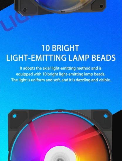 مروحة TEUCER P16 RGB بحجم 120 مم - مروحة كمبيوتر ملونة بألوان قوس قزح مع مشتت حراري 4PIN بحجم 12 سم - مروحة معالج صامتة