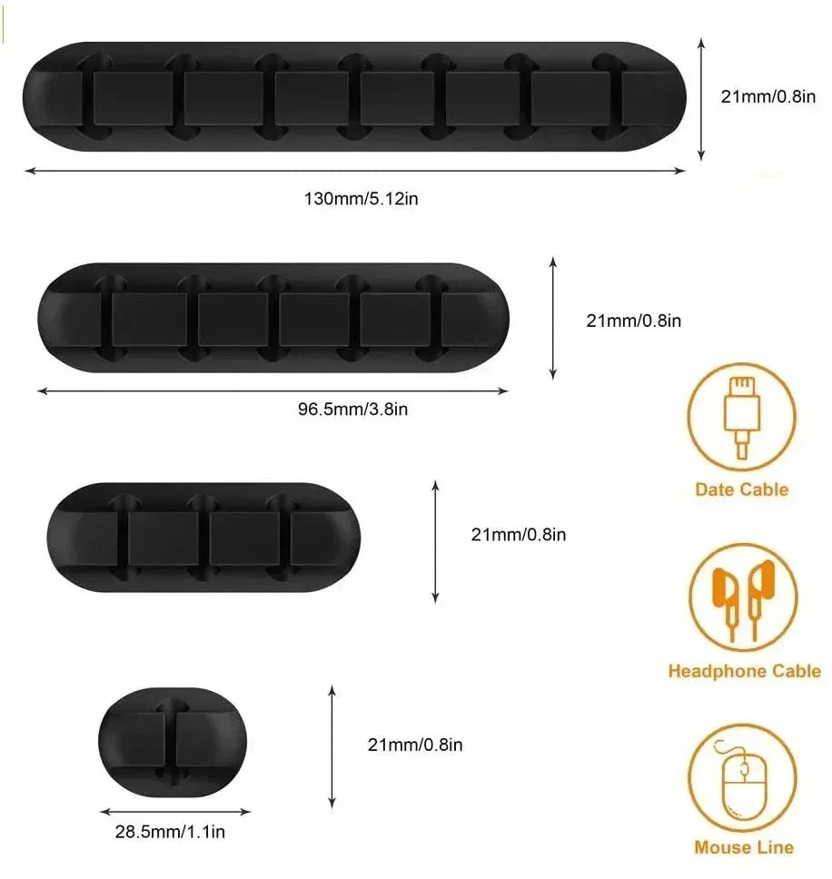 منظم أسلاك وكابلات سيليكون لف كابلات USB مشابك إدارة الأسلاك لاصقة ذاتية للماوس ولوحة المفاتيح وسماعات الرأس متوافق مع آيفون وهواوي