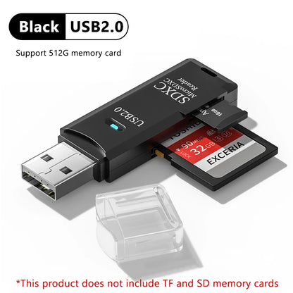 قارئ بطاقات USB 3.0 لبطاقات SD وTF - قارئ بطاقات الذاكرة 2 في 1 عالي السرعة - محول قارئ بطاقات ذكية لأجهزة الكمبيوتر والكمبيوتر المحمول