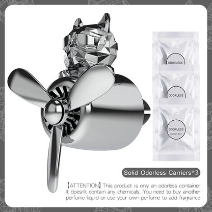 معطر هواء السيارة على شكل كلب البولدوج الطيار - إكسسوار تزييني للسيارة قابل للتخصيص بدون رائحة مع موزع عطر لفتحات التهوية