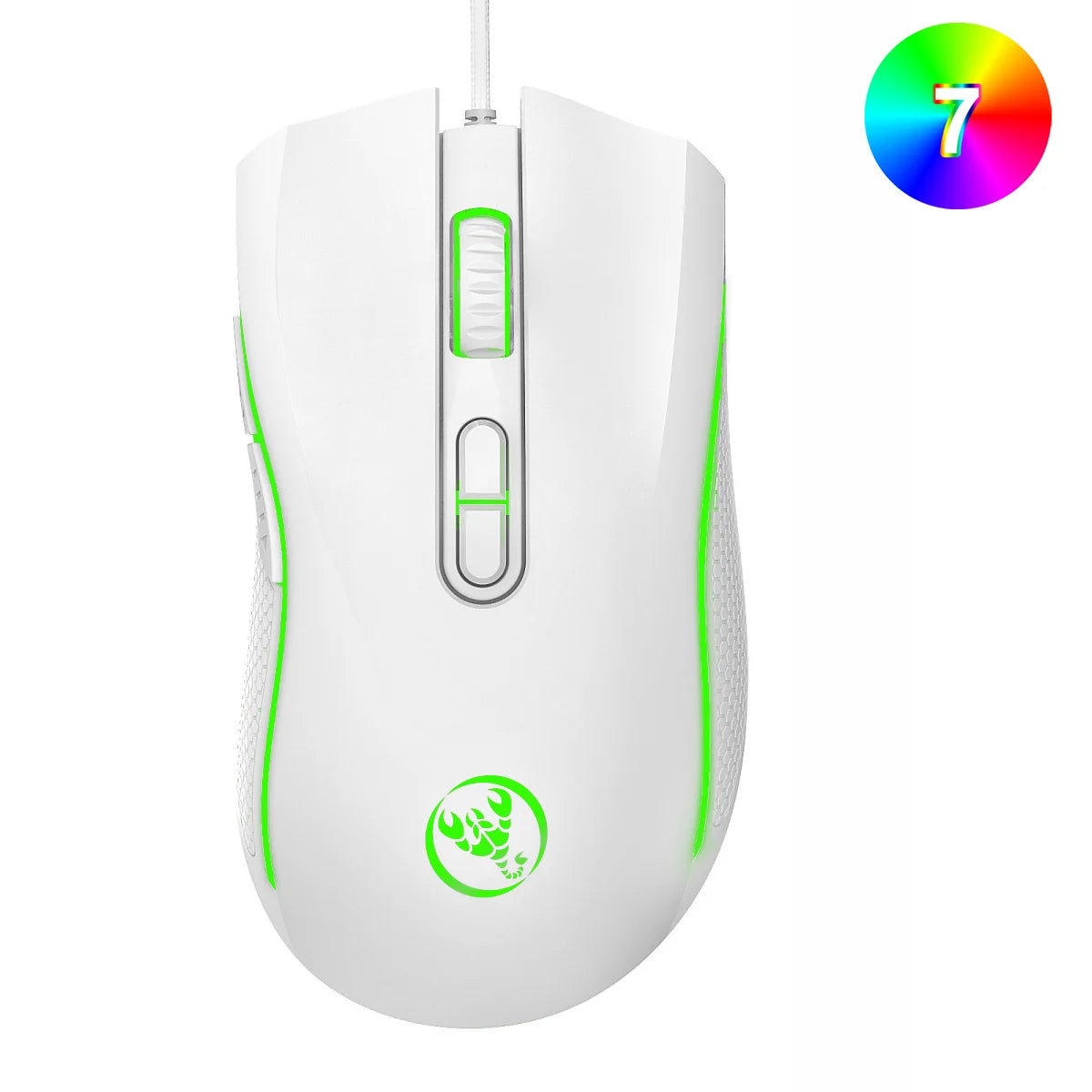 ماوس ألعاب سلكي HXSJ A869 بصري مريح RGB من مادة ABS مع 4 مستويات لضبط الدقة للابتوب والكمبيوتر - الخيار الشائع