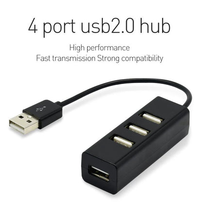 موزع USB صغير 4 منافذ - محول USB 2.0 عالي السرعة - هاب يو إس بي متعدد المنافذ للكمبيوتر وملحقات الحاسوب
