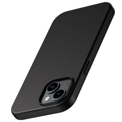 جراب آيفون فاخر مطفي من السيليكون الناعم للآيفون 17 Air 16 15 14 Plus 13 12 Mini 11 Pro Max XR نحيف جداً أسود صلب