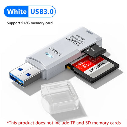 قارئ بطاقات USB 3.0 لبطاقات SD وTF - قارئ بطاقات الذاكرة 2 في 1 عالي السرعة - محول قارئ بطاقات ذكية لأجهزة الكمبيوتر والكمبيوتر المحمول