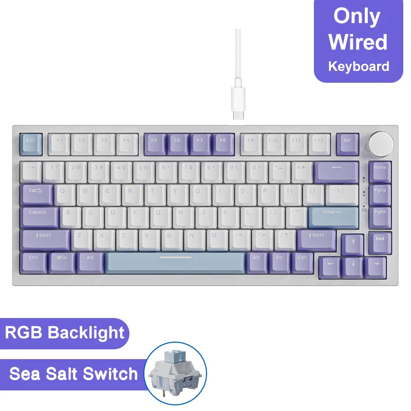 لوحة مفاتيح ميكانيكية للألعاب Ajazz AK820/AK820Pro بلوتوث 5.1/لاسلكية/سلكية USB-C قابلة للتخصيص مع مقبض وخاصية التبديل السريع وحشوة مطاطية