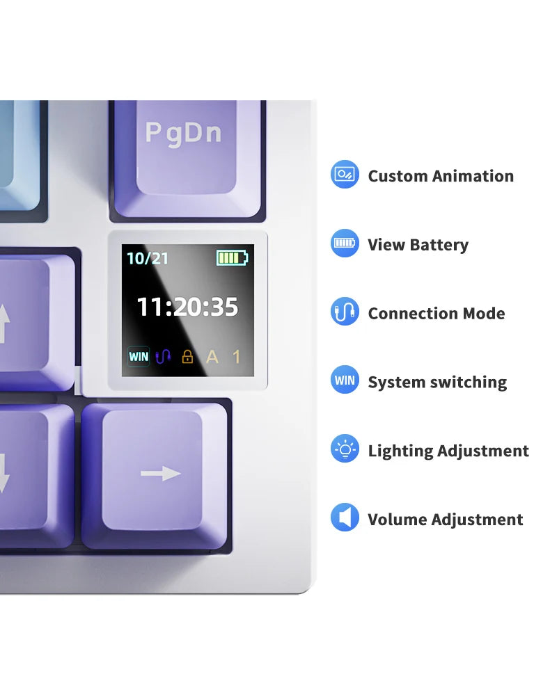لوحة مفاتيح ميكانيكية للألعاب Ajazz AK820/AK820Pro بلوتوث 5.1/لاسلكية/سلكية USB-C قابلة للتخصيص مع مقبض وخاصية التبديل السريع وحشوة مطاطية