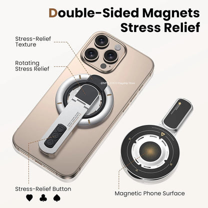 حامل هاتف مغناطيسي MagSafe، حلقة إصبع مغناطيسية 3 في 1 وحامل هاتف مغناطيسي مزدوج الجهات لأجهزة iPhone 17 16 15 14 13 12