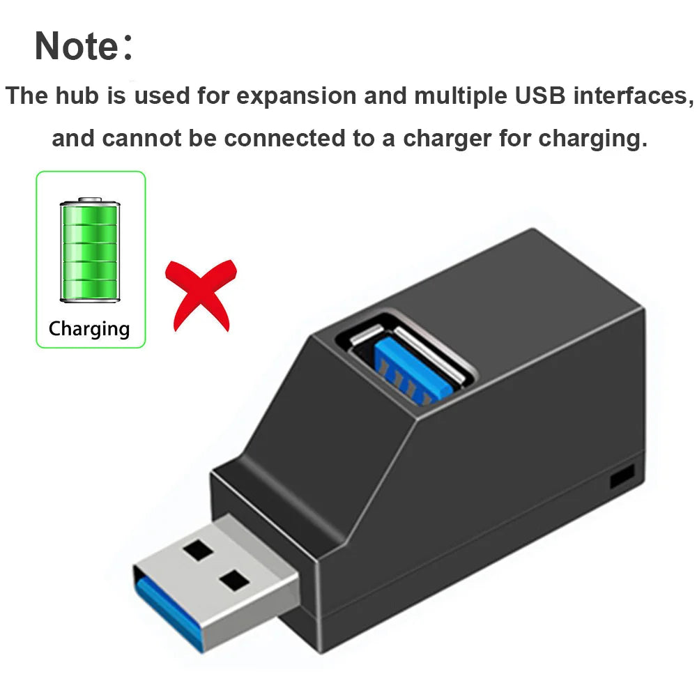 محول موزع USB 3.0 صغير من منفذ واحد إلى 3 منافذ عالي السرعة USB 2.0 للكمبيوتر المحمول وقارئ البطاقات