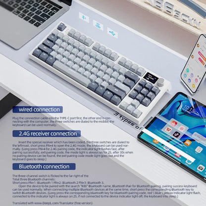 لوحة مفاتيح ميكانيكية Attack Shark K86 بمقبض معدني، شاشة TFT، تبديل سريع، إضاءة RGB، بلوتوث/لاسلكي، لوحة مفاتيح ألعاب بوظائف الماكرو