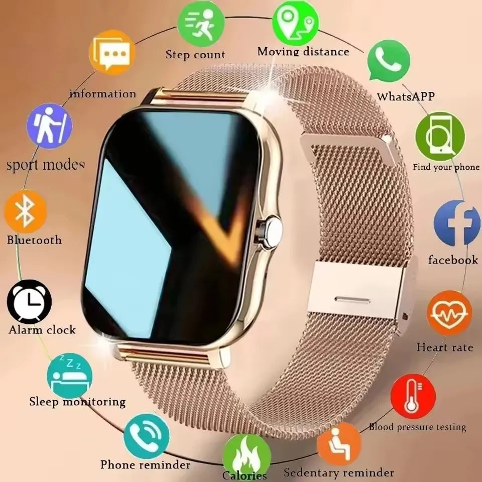 ساعة ذكية جديدة متوافقة مع أندرويد و iOS بشاشة ملونة 1.44 بوصة مع خاصية المكالمات البلوتوث ومراقبة الأكسجين وضغط الدم للنساء والرجال