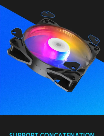 مروحة TEUCER P16 RGB بحجم 120 مم - مروحة كمبيوتر ملونة بألوان قوس قزح مع مشتت حراري 4PIN بحجم 12 سم - مروحة معالج صامتة
