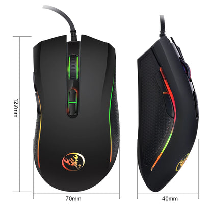 ماوس ألعاب سلكي HXSJ A869 بصري مريح RGB من مادة ABS مع 4 مستويات لضبط الدقة للابتوب والكمبيوتر - الخيار الشائع