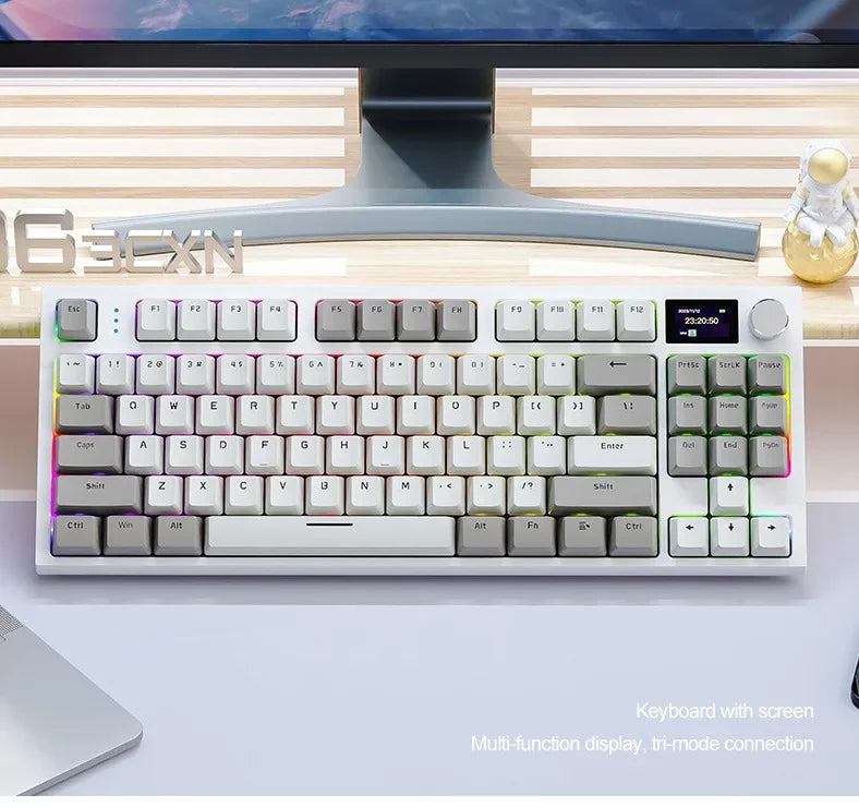 لوحة مفاتيح ميكانيكية Attack Shark K86 بمقبض معدني، شاشة TFT، تبديل سريع، إضاءة RGB، بلوتوث/لاسلكي، لوحة مفاتيح ألعاب بوظائف الماكرو