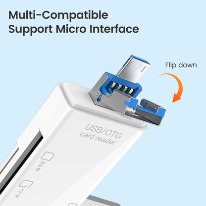 قارئ بطاقات الذاكرة متعددة الوظائف 6 في 1 OTG قارئ بطاقات SD USB2.0 Type-C/TF/SD محول ذكي لبطاقات الذاكرة