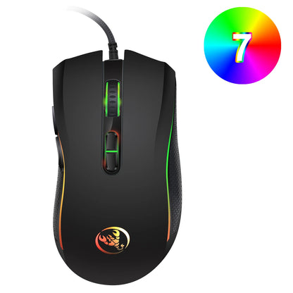ماوس ألعاب سلكي HXSJ A869 بصري مريح RGB من مادة ABS مع 4 مستويات لضبط الدقة للابتوب والكمبيوتر - الخيار الشائع