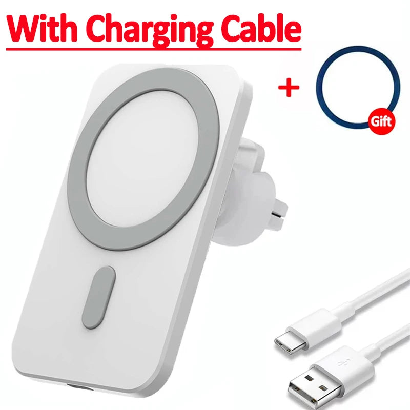 شاحن سيارة لاسلكي مغناطيسي 30 واط متوافق مع MagSafe لهواتف iPhone 16 15 14 13 Pro Max وXiaomi وSamsung مع حامل هاتف بمشبك فتحة التهوية