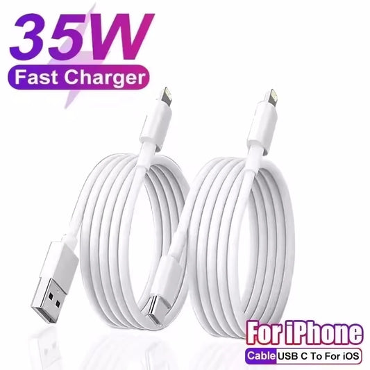 شاحن سريع PD 35 وات USB Type C لآيفون 15 14 13 12 11 برو ماكس ميني بلس XR XS مع كابل شحن البيانات المتوقعة