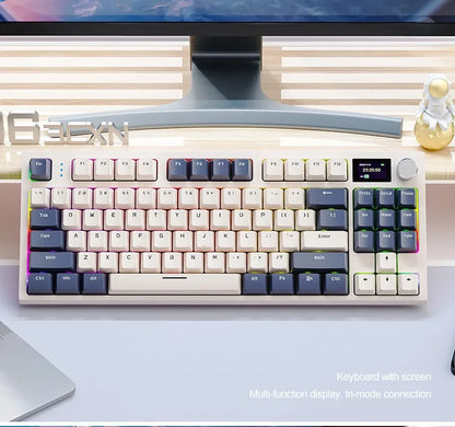 لوحة مفاتيح ميكانيكية Attack Shark K86 بمقبض معدني، شاشة TFT، تبديل سريع، إضاءة RGB، بلوتوث/لاسلكي، لوحة مفاتيح ألعاب بوظائف الماكرو