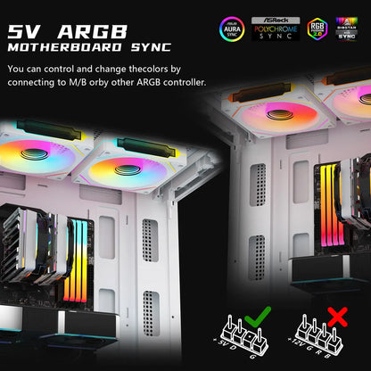 مروحة Prism 4 PRO ARGB للكمبيوتر 120 ملم - مروحة تبريد المعالج 4 أطراف مع إضاءة RGB 3 أطراف 5 فولت