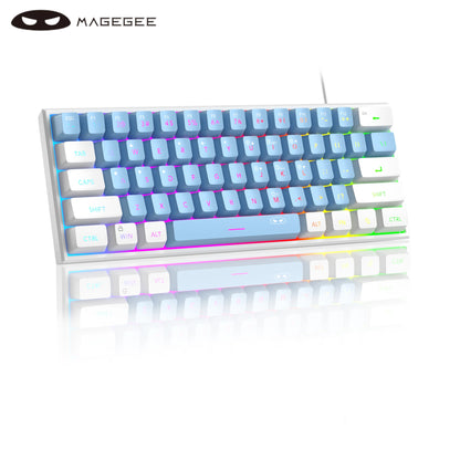 لوحة مفاتيح الألعاب المدمجة MageGee Mini 60%، لوحة مفاتيح مضيئة RGB بـ 61 مفتاح فائقة الصغر، TS91 مقاومة للماء بتصميم مريح وملمس ميكانيكي للمكتب