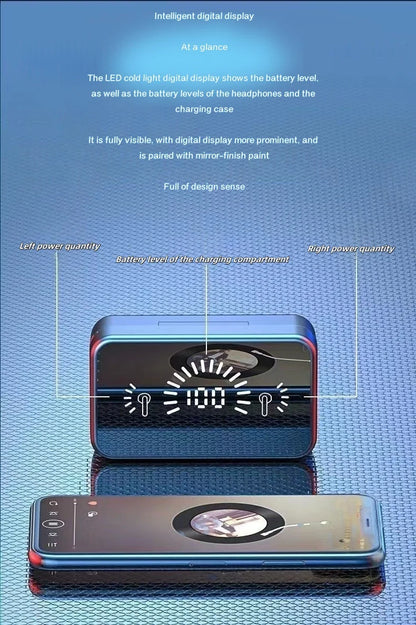 سماعات بلوتوث S20 لاسلكية ستيريو مع شاشة رقمية وتحكم باللمس - سماعات رياضية للألعاب