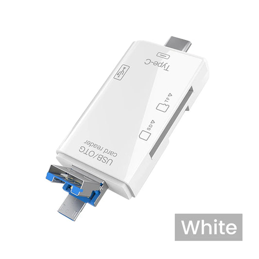 قارئ بطاقات الذاكرة متعددة الوظائف 6 في 1 OTG قارئ بطاقات SD USB2.0 Type-C/TF/SD محول ذكي لبطاقات الذاكرة
